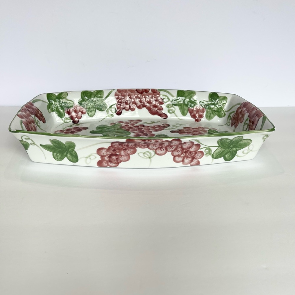 Temp-Tations by Tara Ceramic Baking Dish Purple Grapes Vintage